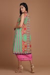 Shop_Preeti S Kapoor_Pink Crepe Round Printed Draped Dress With Cape _Online_at_Aza_Fashions