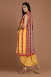 Buy_Preeti S Kapoor_Yellow Crepe V Neck Printed Draped Dress With Cape _Online_at_Aza_Fashions