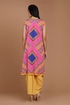 Shop_Preeti S Kapoor_Yellow Crepe V Neck Printed Draped Dress With Cape _at_Aza_Fashions