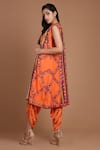 Shop_Preeti S Kapoor_Orange Crepe Square Neck Embroidered Cape And Dhoti Pant Set _at_Aza_Fashions