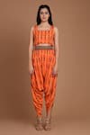 Buy_Preeti S Kapoor_Orange Crepe Square Neck Embroidered Cape And Dhoti Pant Set _Online_at_Aza_Fashions