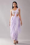 Buy_Preeti S Kapoor_Purple Dupion Embroidered Mirror Sweetheart Neck Draped Saree With Work Blouse _at_Aza_Fashions