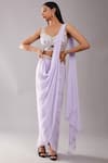 Preeti S Kapoor_Purple Dupion Embroidered Mirror Sweetheart Neck Draped Saree With Work Blouse _Online_at_Aza_Fashions