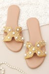 Buy_PHENOMINAAL_Yellow Hand Embroidered Flat Sandals _at_Aza_Fashions