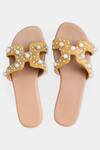 Buy_PHENOMINAAL_Yellow Hand Embroidered Flat Sandals _Online_at_Aza_Fashions