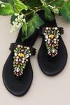 Buy_Phenominaal_Black Kaleidoscope Leather Flat Sandals_at_Aza_Fashions