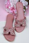 Buy_PHENOMINAAL_Pink Embroidered Rose Flat Sandals _at_Aza_Fashions