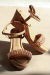 Shop_PHENOMINAAL_Beige Embellishments Cork Wedge Heels _at_Aza_Fashions