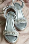 Buy_PHENOMINAAL_Silver Hand Embroidered Wedge Heels _at_Aza_Fashions