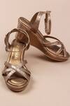 Shop_Phenominaal_Gold Sepia Metallic Wedge Heels_at_Aza_Fashions