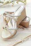 Buy_PHENOMINAAL_Gold Double Strappy Wedge Heels _at_Aza_Fashions