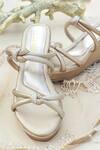 PHENOMINAAL_Gold Double Strappy Wedge Heels _Online_at_Aza_Fashions