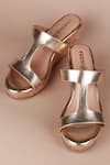 Buy_PHENOMINAAL_Gold Solid Cut-out Strap Wedge Heels _at_Aza_Fashions
