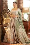 Shop Matsya Beige Silk Resham, Aari, Kasab The Royal Pichwai Embroidered Bridal Lehenga Set Shop_Matsya_Beige Silk Resham, Aari, Kasab The Royal Pichwai Embroidered Bridal Lehenga Set