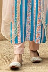 Shop_Pita Nila_Blue Silk Mulmul Embroidery Round Printed Kurta Set  _at_Aza_Fashions