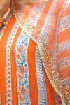 Pita Nila_Orange Cotton Satin, Mulmul, Organza Round Printed Kurta Set _Online_at_Aza_Fashions