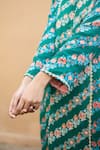 Buy_Pita Nila_Green Cotton Satin, Organza Round Printed Kurta Set _Online_at_Aza_Fashions
