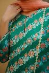Shop_Pita Nila_Green Cotton Satin, Organza Round Printed Kurta Set _Online_at_Aza_Fashions