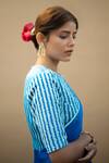 Buy_Pita Nila_Blue Cotton , Organza, Soft Embroidered Saree With Blouse _Online_at_Aza_Fashions