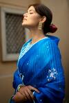 Shop_Pita Nila_Blue Cotton , Organza, Soft Embroidered Saree With Blouse _Online_at_Aza_Fashions