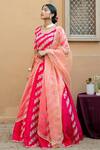 Buy_Pita Nila_Red Raw , Organza U Neck Printed Lehenga Set _at_Aza_Fashions