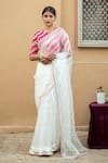 Buy Pita Nila White Raw , Organza Round Saree With Blouse at Aza Fashions Buy_Pita Nila_White Raw , Organza Round Saree With Blouse _at_Aza_Fashions
