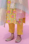 Shop Pita Nila Yellow Cotton Satin, Mulmul, Organza Round Printed Kurta Set at Aza Fashions Shop_Pita Nila_Yellow Cotton Satin, Mulmul, Organza Round Printed Kurta Set _at_Aza_Fashions