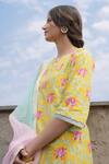 Pita Nila Yellow Cotton Satin, Mulmul, Organza Round Printed Kurta Set Online at Aza Fashions Pita Nila_Yellow Cotton Satin, Mulmul, Organza Round Printed Kurta Set _Online_at_Aza_Fashions