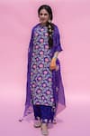 Buy_Pita Nila_Purple Cotton , Mulmul, Organza Printed Kurta Set _at_Aza_Fashions