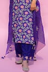 Pita Nila_Purple Cotton , Mulmul, Organza Printed Kurta Set _Online_at_Aza_Fashions