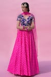 Buy Pita Nila Pink Raw , Organza, Bangalore V Neck Gathered Lehenga Set at Aza Fashions Buy_Pita Nila_Pink Raw , Organza, Bangalore V Neck Gathered Lehenga Set _at_Aza_Fashions