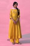 Buy Pita Nila Yellow Chanderi, Habutai Silk Round Anarkali Set at Aza Fashions Buy_Pita Nila_Yellow Chanderi, Habutai Silk Round Anarkali Set _at_Aza_Fashions