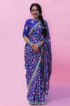 Buy_Pita Nila_Purple Raw , Satin Organza Round Printed Saree With Blouse _at_Aza_Fashions