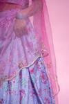 Buy_Pita Nila_Purple Raw , Habutai , Organza Round Printed Lehenga Set _Online_at_Aza_Fashions