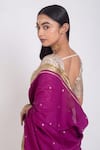 Shop_Project And Stories_Magenta Silk Embroidered Butti Handwoven Saree _Online_at_Aza_Fashions