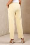 Shop_Ritu Kumar_Beige 95% Poly 5% Spandex Straight Pants _at_Aza_Fashions