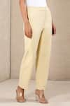 Ritu Kumar_Beige 95% Poly 5% Spandex Straight Pants _Online_at_Aza_Fashions