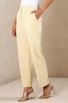 Buy_Ritu Kumar_Beige 95% Poly 5% Spandex Straight Pants _Online_at_Aza_Fashions