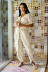 Surily G_Ivory Cotton Cutwork Dhoti Pant  _Online_at_Aza_Fashions