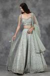 Buy_Pooja Peshoria_Blue Habutai Silk Embellished Bridal Lehenga Set _at_Aza_Fashions