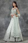 Buy_Pooja Peshoria_Green Silk Habutai Embellished Bridal Lehenga Set _Online_at_Aza_Fashions