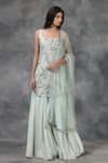 Pooja Peshoria_Purple Silk Organza Embellished Kurta Set _Online_at_Aza_Fashions