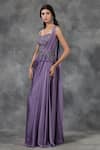 Buy_Pooja Peshoria_Purple Satin Embellished Saree Gown _Online_at_Aza_Fashions