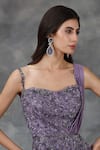 Shop_Pooja Peshoria_Purple Satin Embellished Saree Gown _Online_at_Aza_Fashions