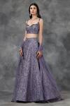 Buy_Pooja Peshoria_Purple Net, Silk Taffeta Embellished Bridal Lehenga Set_at_Aza_Fashions