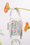 Buy_The Leather Garden_White Embroidery Poppy Beaded Bucket Bag With Sling_at_Aza_Fashions