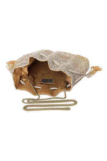 Lovetobag_Gold Beads, Rhinestones Eclat Embellished Potli _Online_at_Aza_Fashions