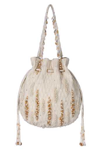 Lovetobag_Ivory Beads, Crystals, Pearls Nora Embellished Potli Bag _Online_at_Aza_Fashions