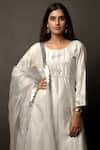 Jasmine Bains_Grey Cotton Silk Round Embroidered Kurta Palazzo Set _Online_at_Aza_Fashions