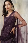 Buy_Pooja Peshoria_Purple Silk Boat Embellished Kurta Set _Online_at_Aza_Fashions